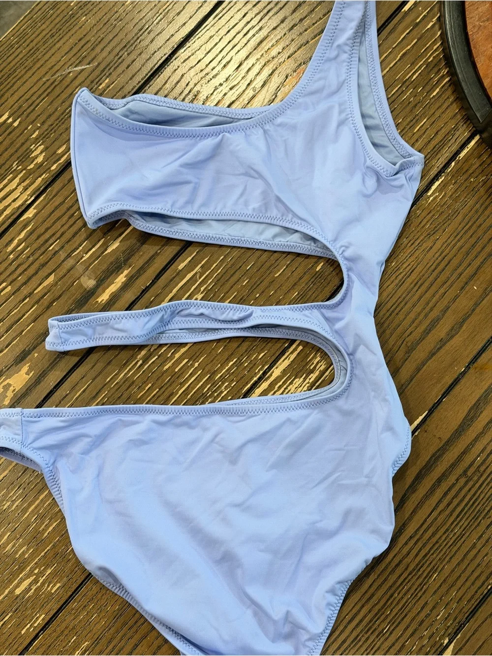 SKIMS One-Shoulder Cutout Swimsuit in Light Blue
